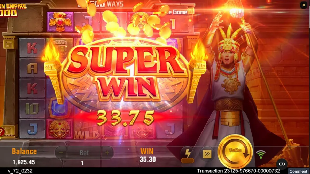Tampilan antarmuka mobile slot Golden Empire 1000 dengan tema kuil kuno